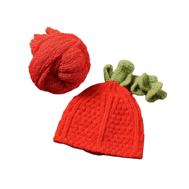 

Lovely Pumpkin Hat with Wrap Set Trendy Baby Blanket wih for Newborn Photography Knit Props for Baby Photoshoots