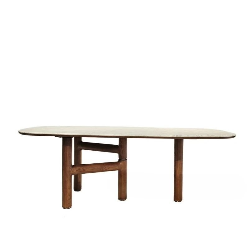 minimalist style solid wood rock slab rectangular six-seat light luxury modern environmentally friendly handmade dining table