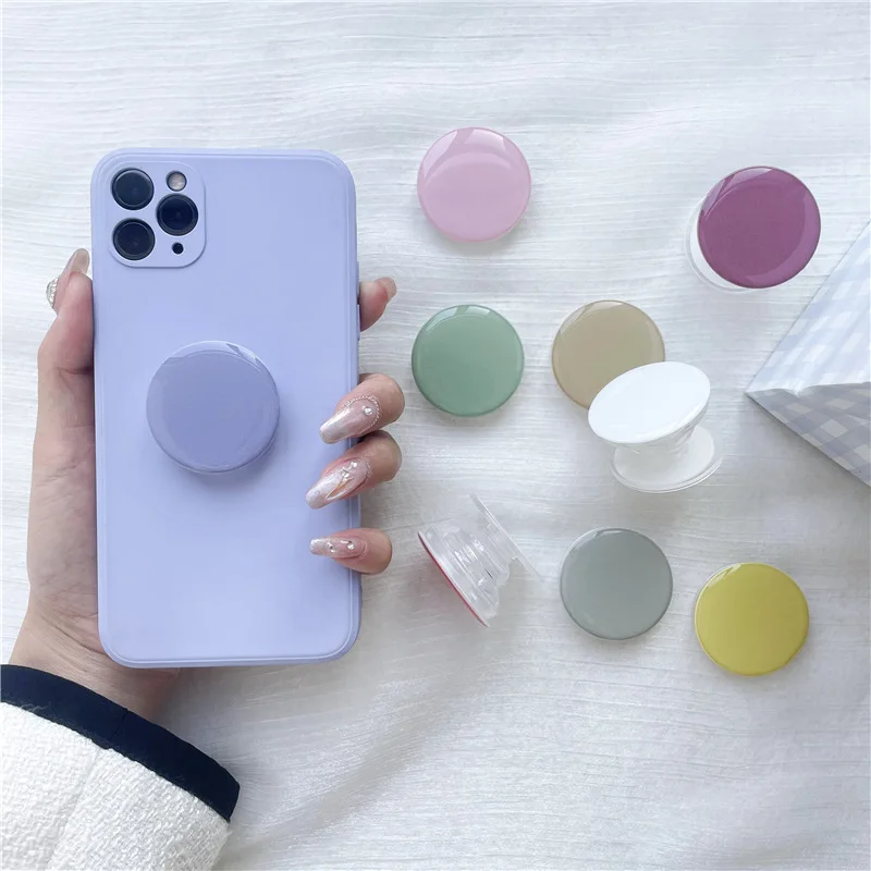 

1 solid color extendable phone holder, cute transparent phone holder, foldable phone holder with transparent base, suitable for various multi-color phones and Android phone accessories, birthday, family, friend gift push-pull phone handle