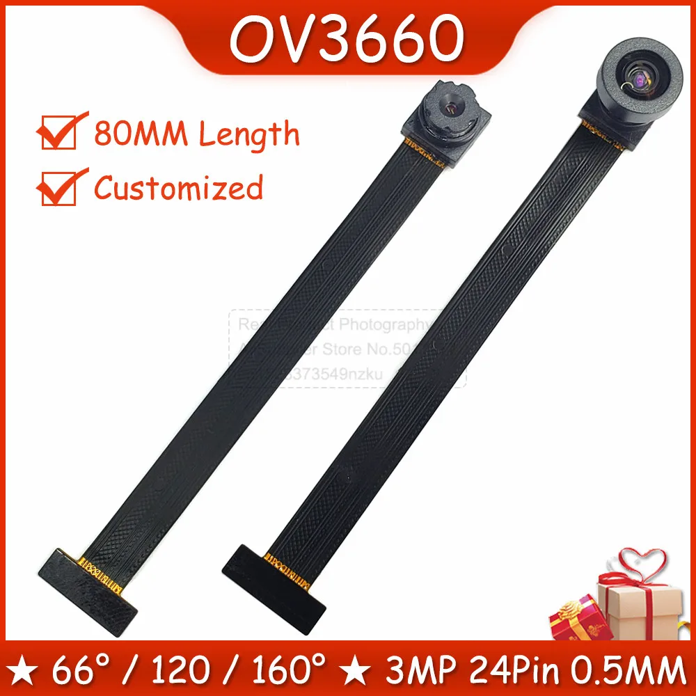 OV3660 Camera Module 66 160 Degree 80MM Length 3 Million Pixels Adjustable Lens ESP32 CAM Camera Module 24Pin 0.5MM Pitch