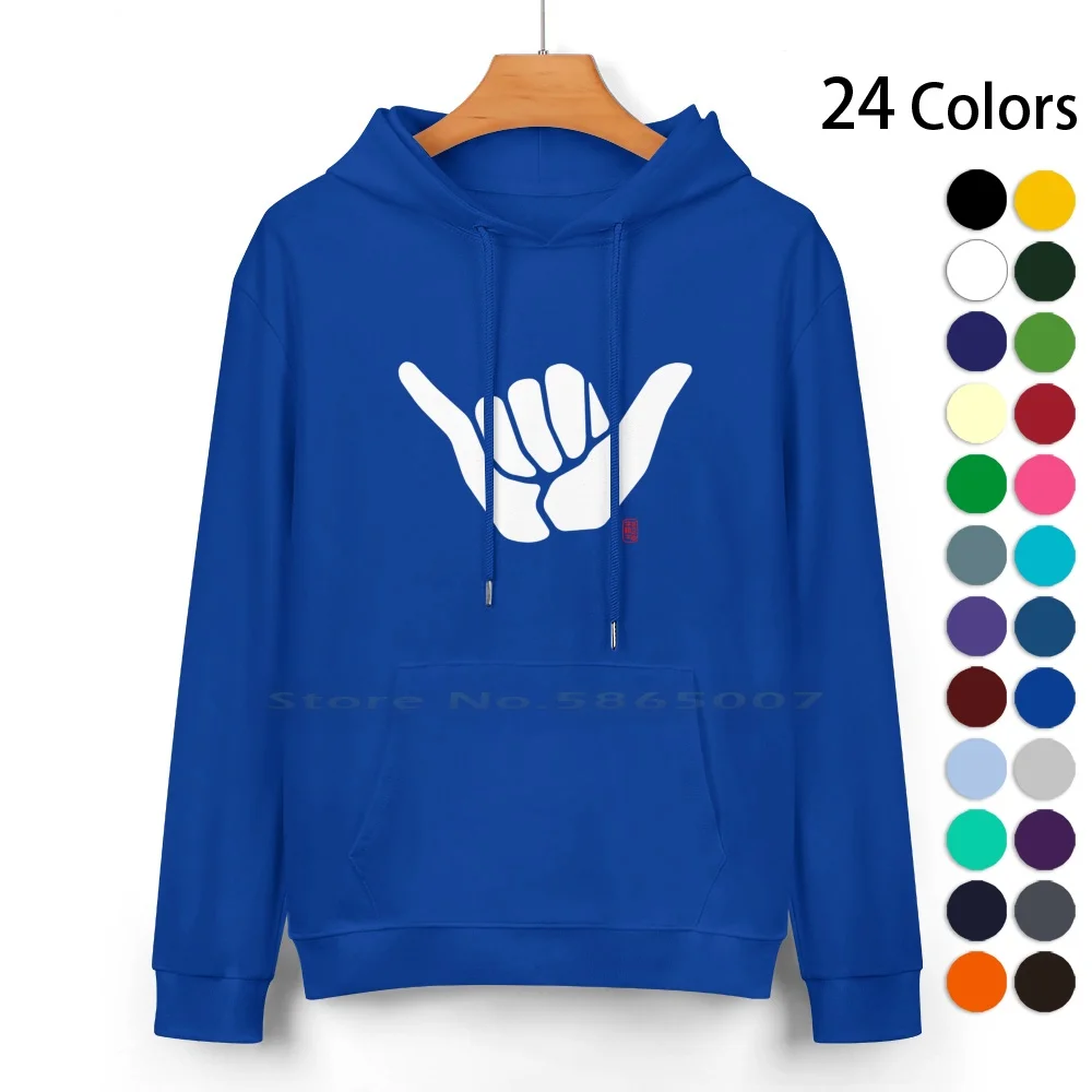 Hang Loose Pure Cotton Hoodie Sweater 24 Colors Hang Loose Hawaii Hand Sign Surf Beach Shaka 73553 100% Cotton Hooded