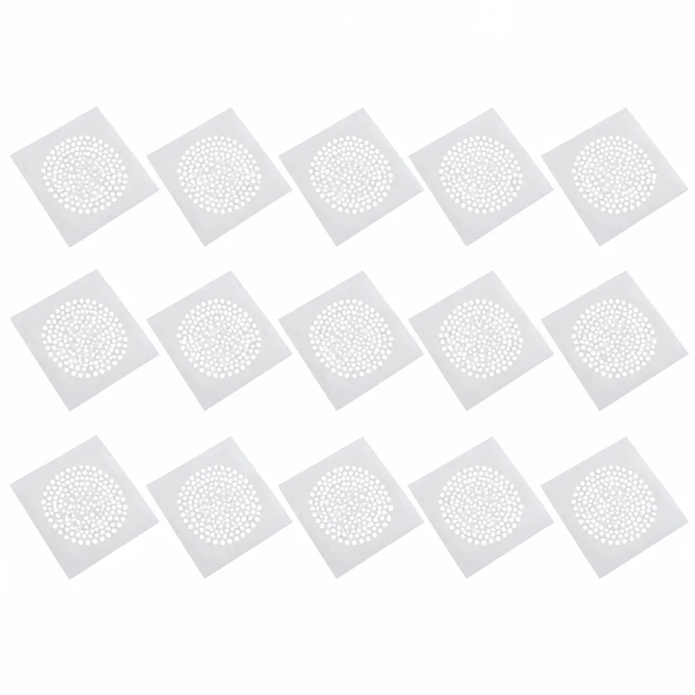 15 PCS Disposable Hair Catcher Nonwoven Fabric Stick On Sink Strainer 5.91*5.91 Inch Anti Blocking Shower Drain Catcher