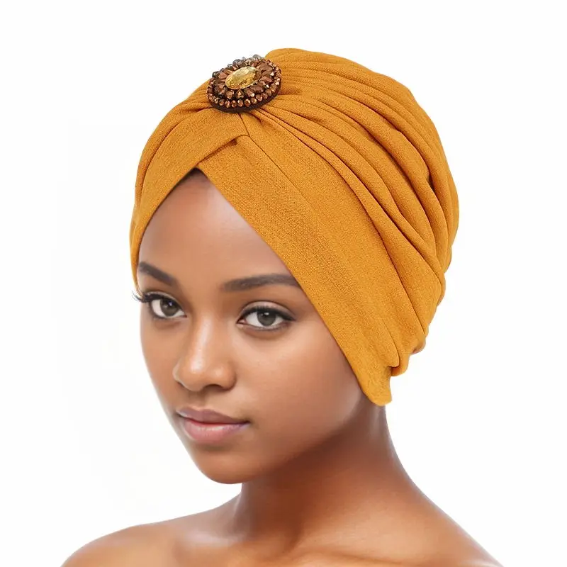 Turbante de tela elástica suave para la cabeza, gorro musulmán para debajo del Hijab, envolturas para la cabeza femeninas de ocio, India