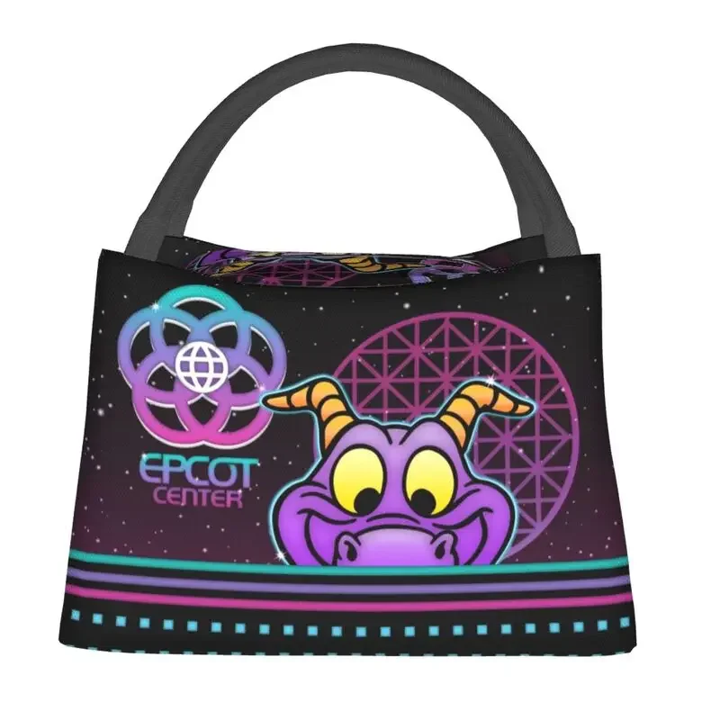 Custom Epcot Center Glow Figment Lunch Bag Women Cooler Thermal Insulated Lunch Boxes for Office Travel