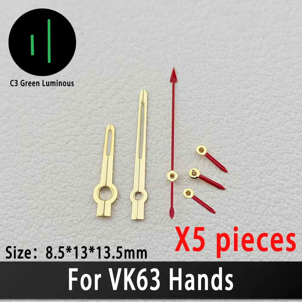 X3/10/30/50/100 Piece For VK63 Quartz Movement High Quality VK63 Watch Hands C3 Green Luminous Classic Style Pointer