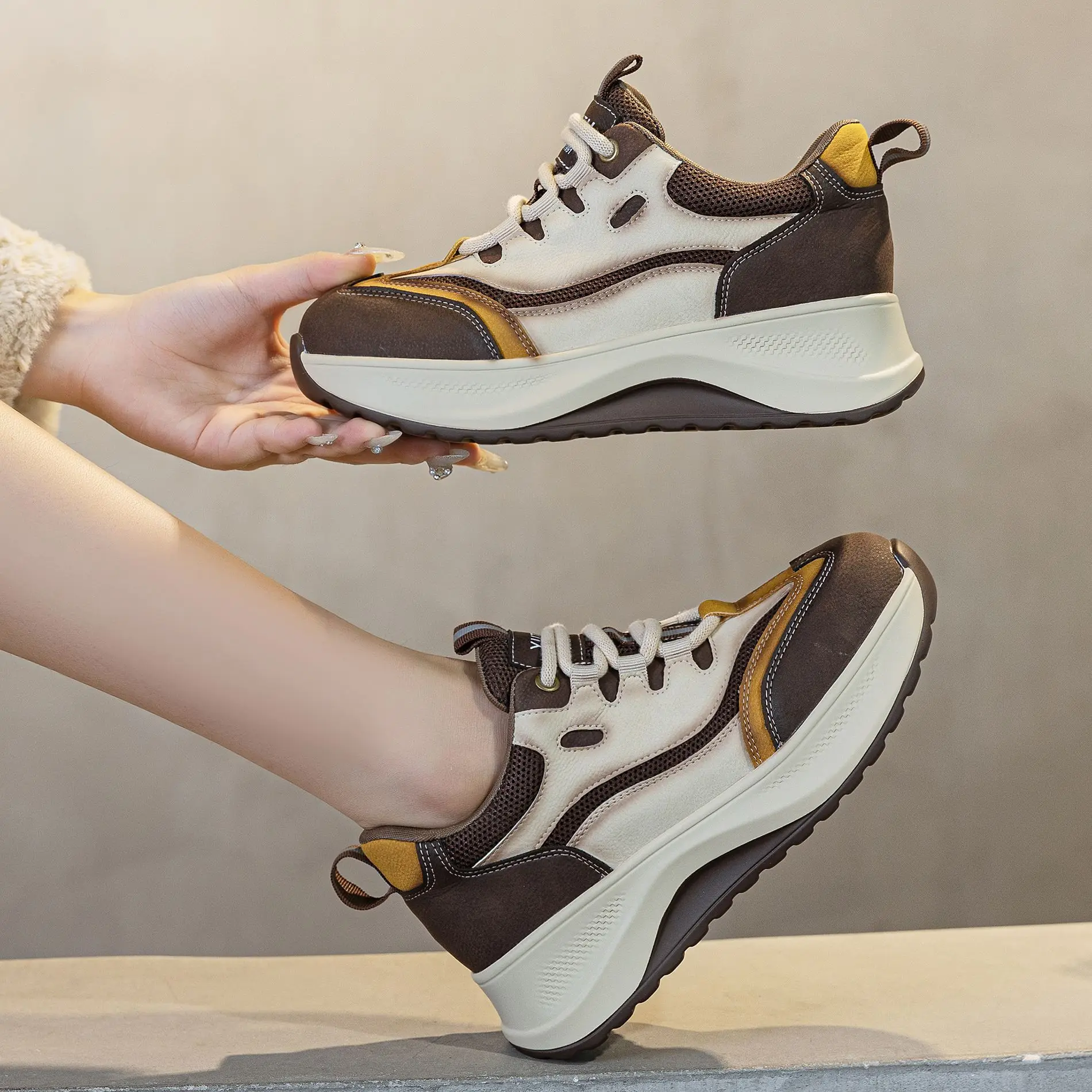 5 سنتيمتر 2 بوصة النساء أحذية رياضية مكتنزة جلد طبيعي النساء حذاء كاجوال منصة أحذية رياضية مريحة أحذية الشتاء الدافئة #5