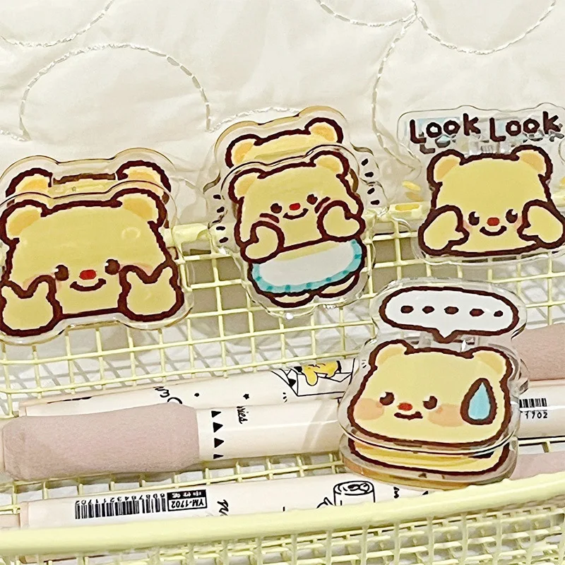 Butter Bear Cartoon Style Acrylic PP Double-Sided Clip Note Holder Exam Paper Organizer Home Office Storage Supplies