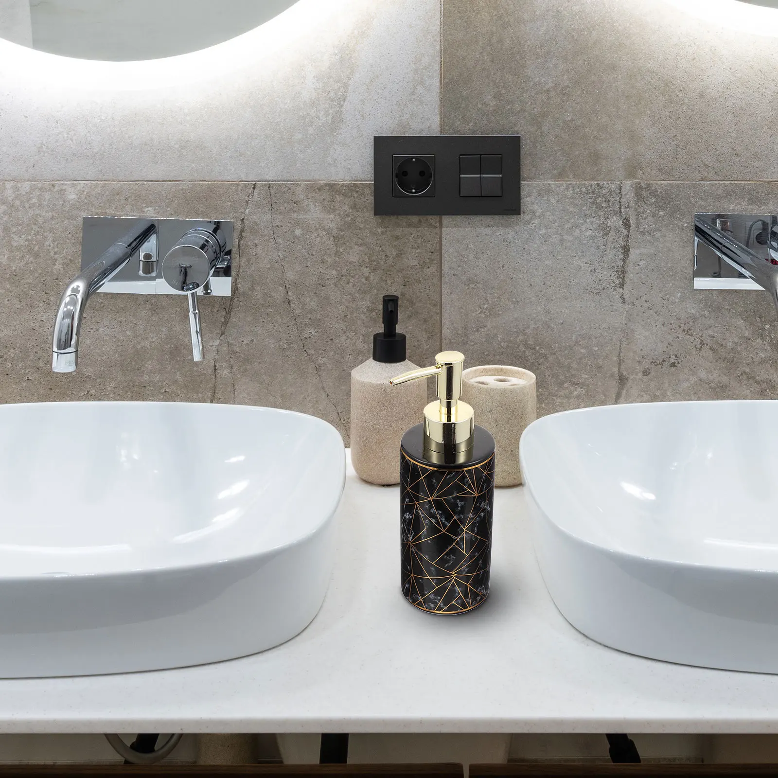 

1Pcs Marble Pattern Lotion Dispenser Bottle Ceramic Plastic Press Pump for Bathroom Soap Shampoo Container