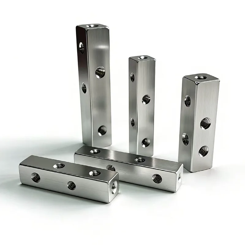 Aluminum Rectangular Connector Block, M3 M4 Threaded Hole, Multi-side Nut Fastener for Acrylic, Robot Frame & Bridge Joint