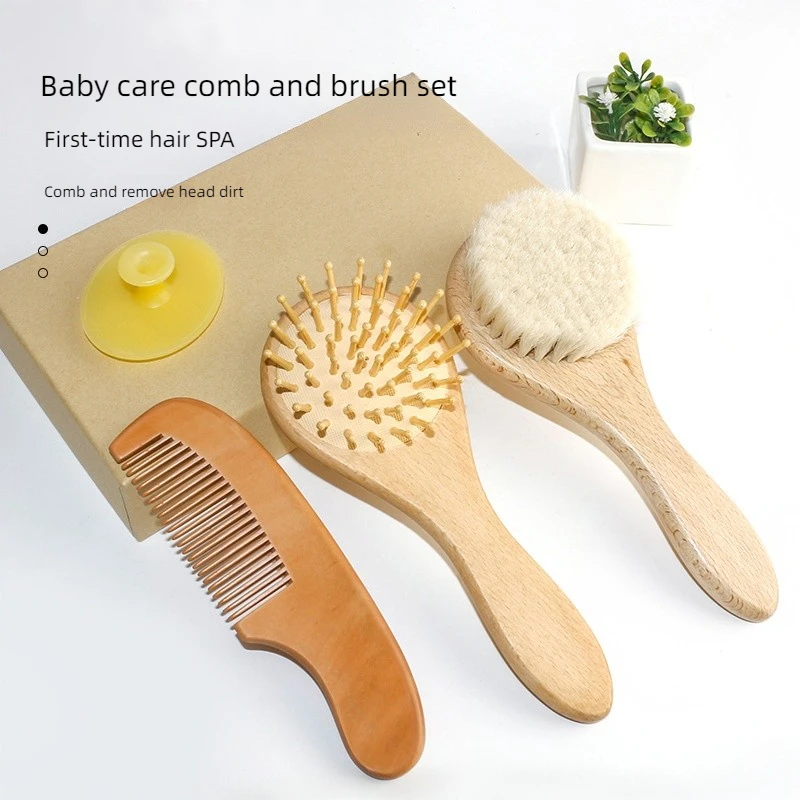 

Newborn Baby Wool Brush Set Child Care Wood Comb Massage Air Bag Comb Baby Shampoo Comb