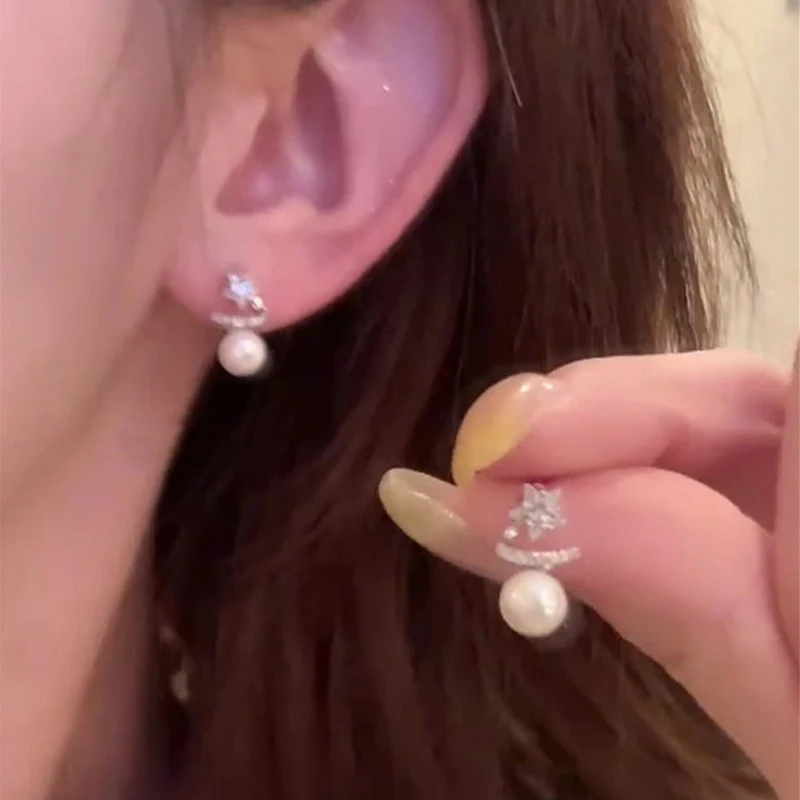 New Spring Summer Versatile Silver Bead Earrings Japanese Korean Small Accessories Luxurious Exquisite Gifts Women Grand Compact