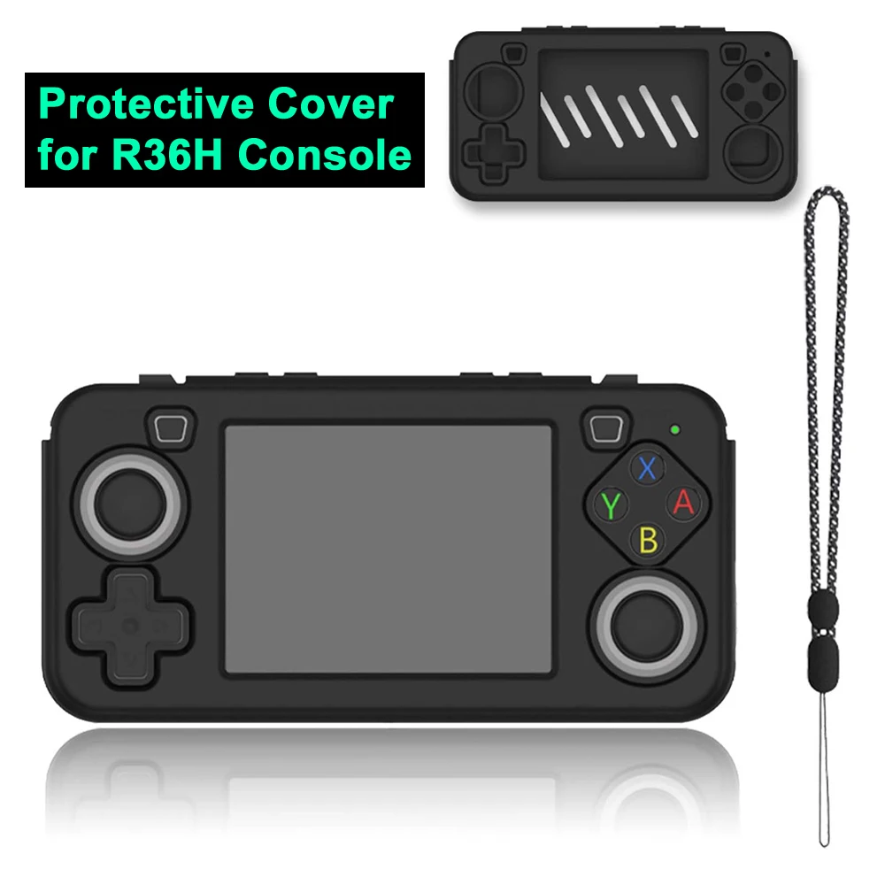 Silicone Protective Cover for Boyhom R36H Handheld Game Console Non-slip Soft Cover Shell with Hanging Rope for R36H Accessories