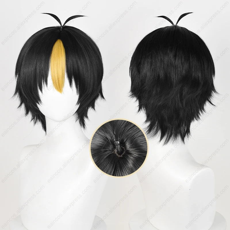 Anime Yuu Nishinoya Cosplay Wig 30cm Black Highlights Golden Wigs Heat Resistant Synthetic Hair