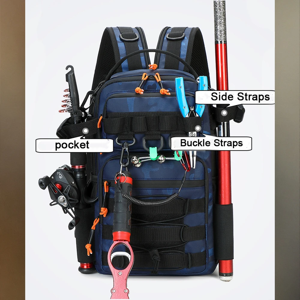 Large Capacity Fishing Lure Crossbody Backpack Molle Tackle Storage Bag Oxford Shoulder Bag for Outdoor Fishing Camping Travel