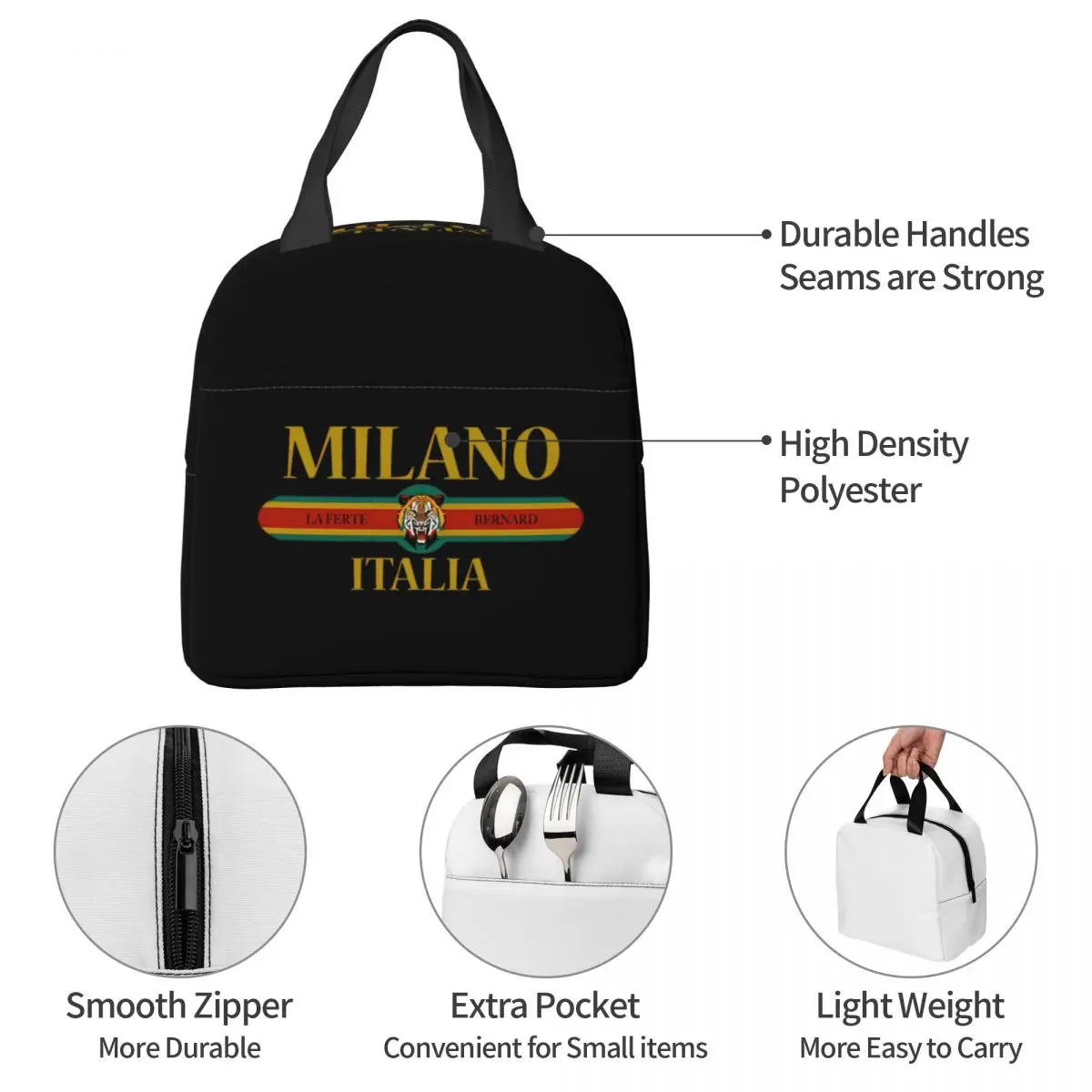 Milano Italia-fiambrera con aislamiento facial de Tigre, bolsa térmica reutilizable, marca de lujo, bolso grande para comida