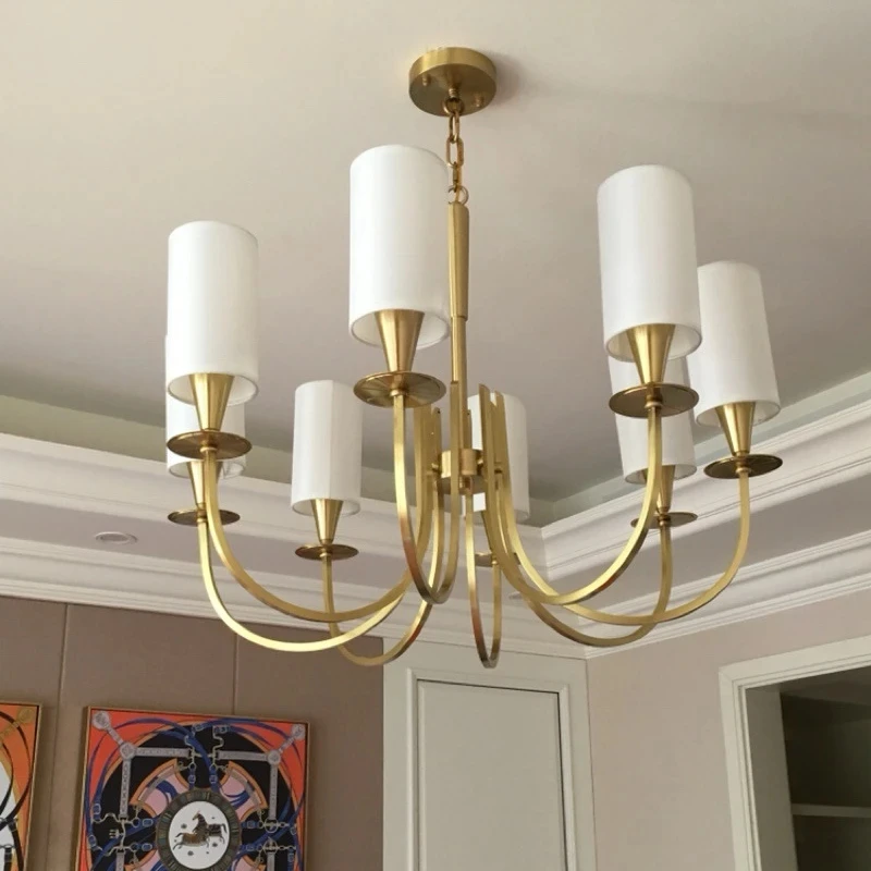 Nordic Living Room Copper Pendant Lights Chinese Restaurant Bedroom Kitchen Lighting American Rural Ceiling Chandelier Lights