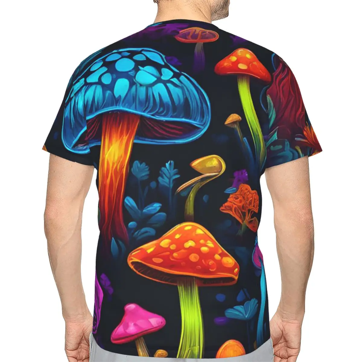 Psychedelic Magic Mushrooms Print Lava 100% Cotton T-Shirt Men'sFashion T Shirts Men Crew Neck Short Sleeve