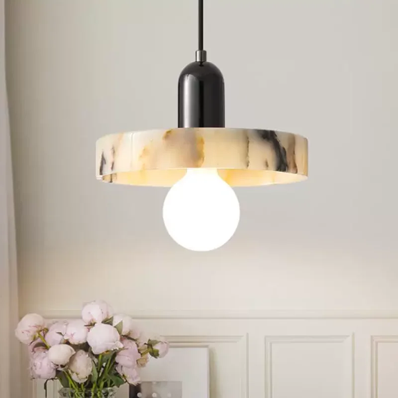 Bedhead pendant lamp Bulgari stone high-end feeling bedroom living room sofa background wall artistic small hanging line lamp