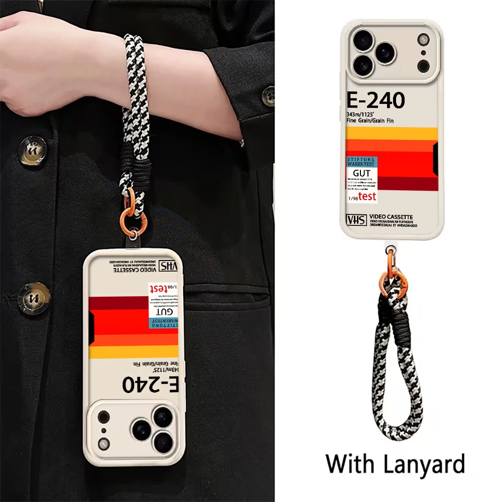Y2K Retro Industriestil Silikonhülle für iPhone 16 17 Pro Max Hüllen Telefon 11 12 13 ProMax 14 15 Plus mit Lanyard Weiche Abdeckung – Detail 4