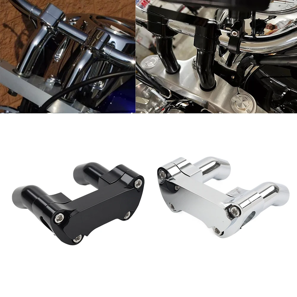 

Motorbike 3.5" Handlebar Riser Top Clamp Kit Aluminum Black/Chrome For Harley Sportster XL Softail Dyna 1" Bar