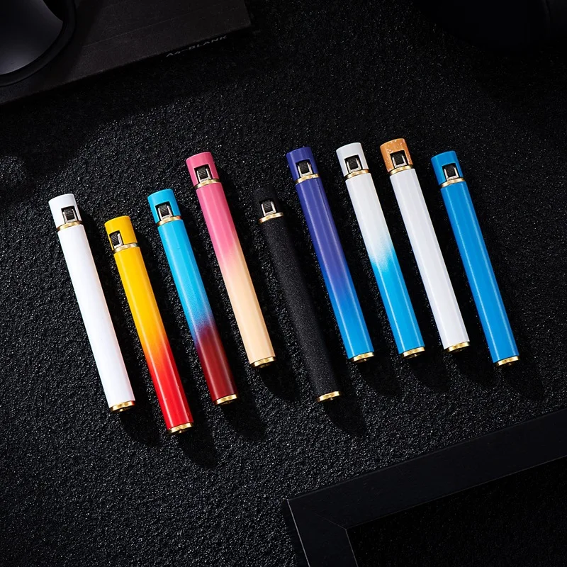 Creative Metal Cigarette Shaped Lighter Grinding Wheel Pocket Mini Windproof Lighter Outdoor Butane Gas Lighter Smoking Gadgets