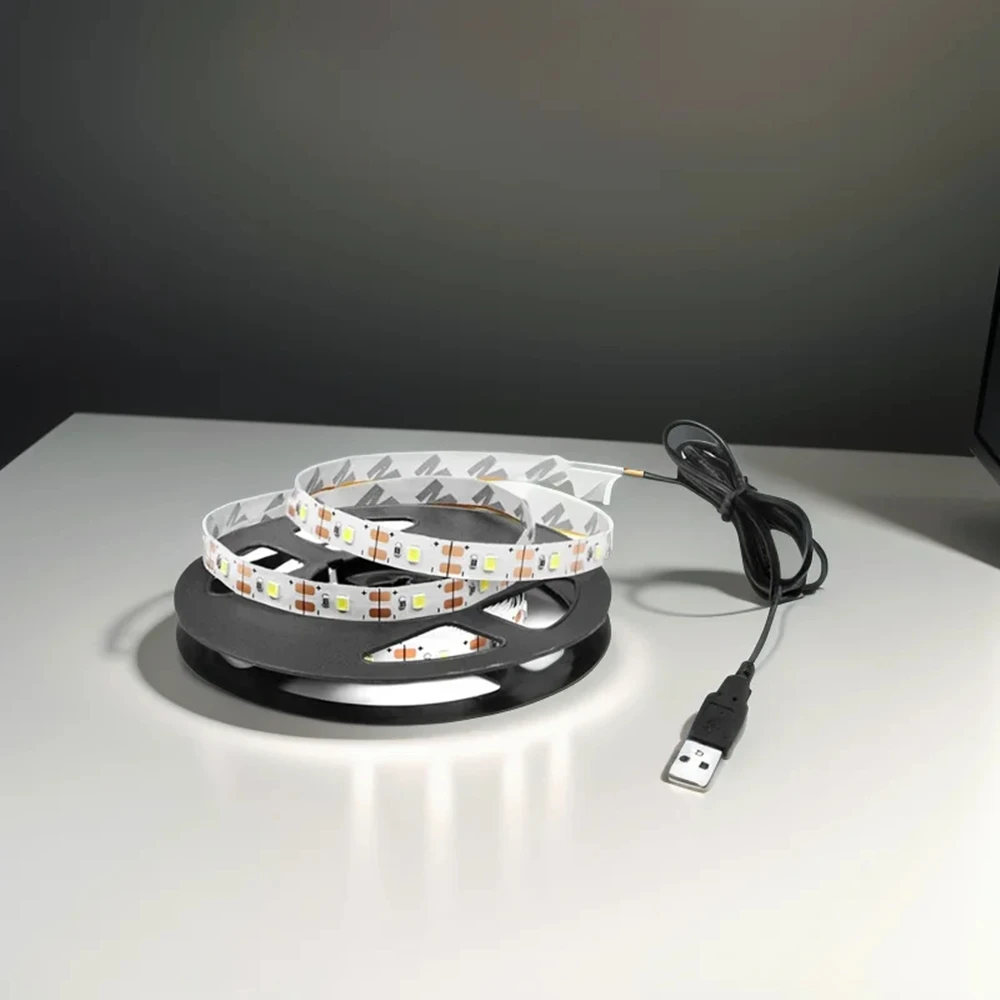 

1-5 м световая лента с питанием от USB, 5 В, диодная лента для кухонного шкафа, шкафа, кабинета, настольного настенного освещения, декор, ТВ-зеркало, фоновая лампа