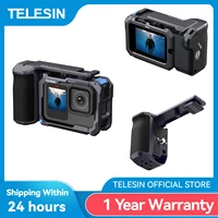 TELESIN-Kit de agarre de mano con Control remoto, juego de jaula de conejo para Gopro 13, 12, 11, 10, 9, accesorios, adaptador de zapata fría doble