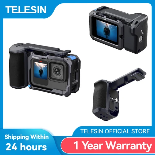TELESIN-Kit de agarre de mano con Control remoto, juego de jaula de conejo para Gopro 13, 12, 11, 10, 9, accesorios, adaptador de zapata fría doble