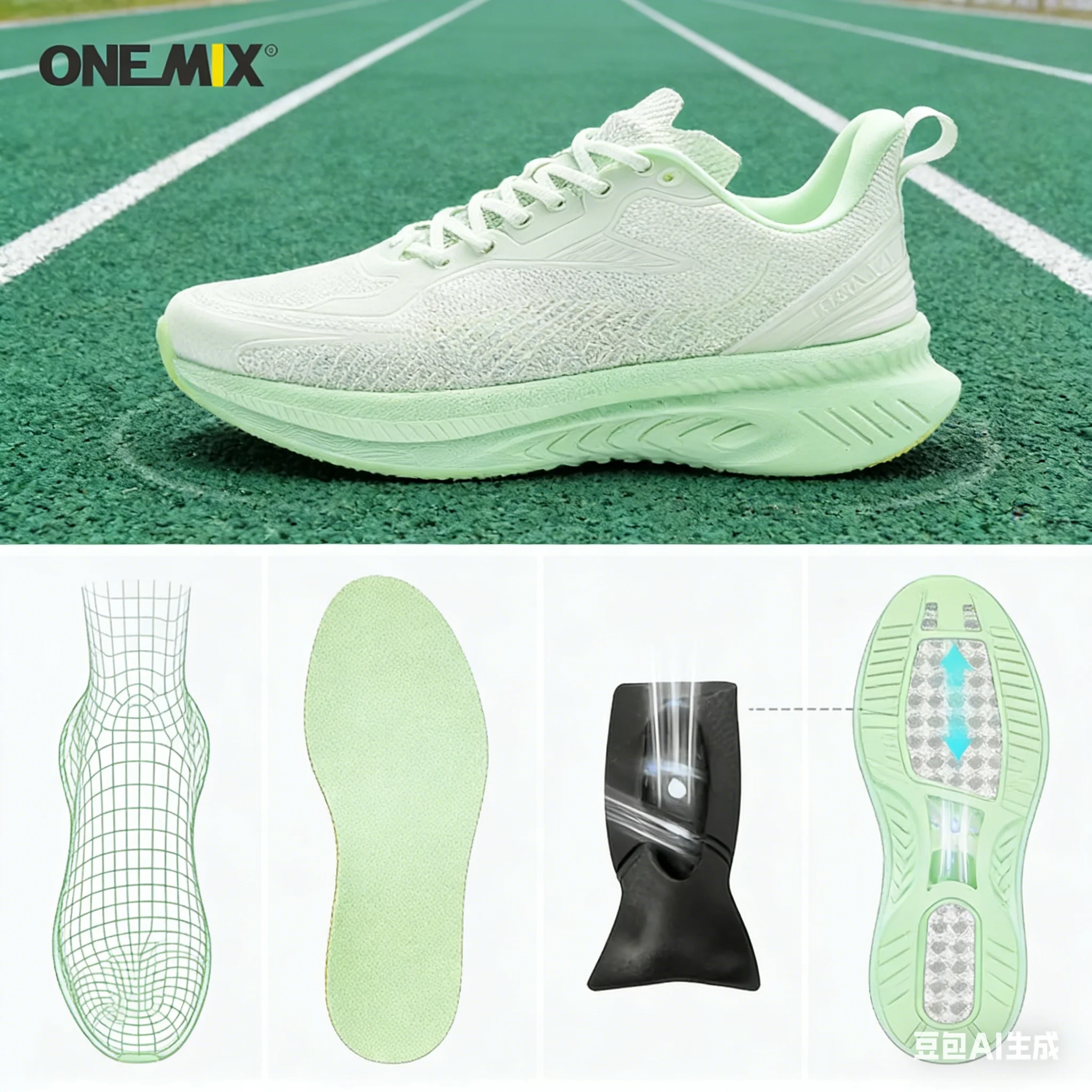 Onemix New Arrival Men SummerLight Weight Breathable Running Shoes Cushioning Protect Knees Sneaker Women Gym Outdoor Sport Shoe