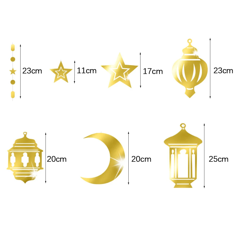 Ramadan Gold Swirl Banner Dekoration Eid Mubarak Decke Hängen Ornament Muslimischen Stern Mond Anhänger für Zuhause Ramadan 2026 – Detail 6