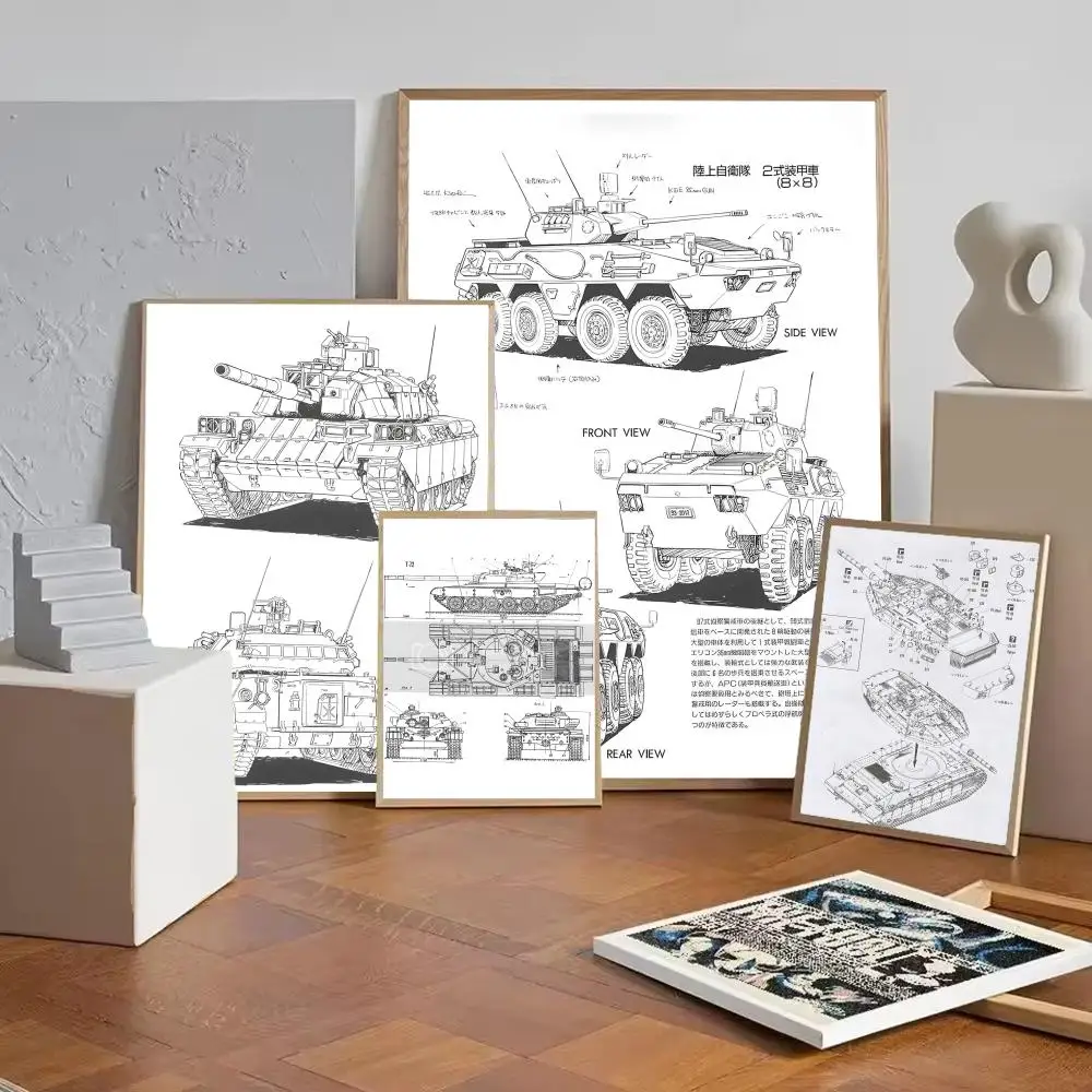 Tank hand drawing Poster Paper Print Home Living Room Bedroom Entrance Bar Cafe Art Painting Decoration