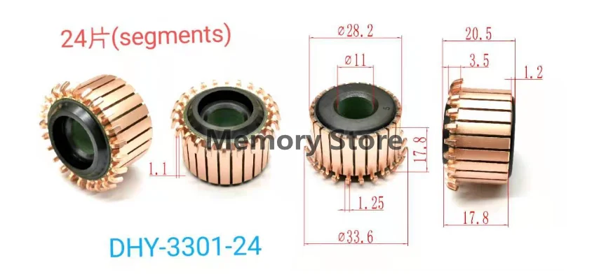 Motor eléctrico para coche, 10 piezas, 28,2x11x17,8 (20,5) mm, 24 dientes, gancho de cobre, DHY-3301-24