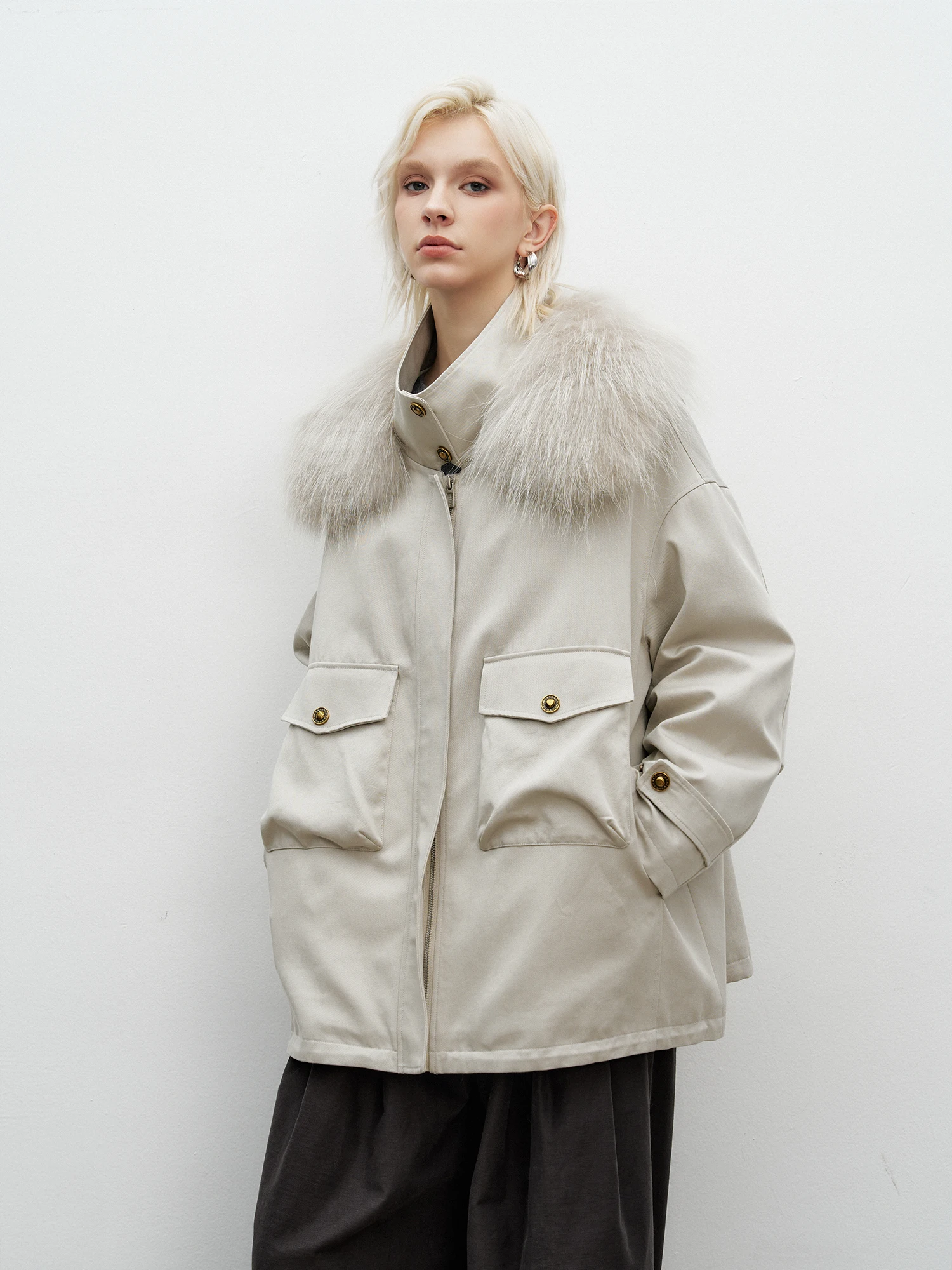 

Женская парка Man Mona Chic с меховым воротником, средней длины, с наполнителем из белого гусиного пуха, со съемной внутренней курткой, теплая верхняя одежда