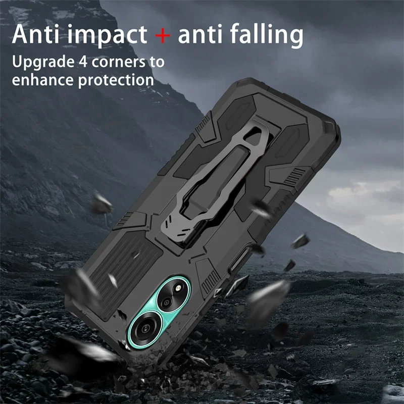 Armor Belt Clip Stand Case For VIVO Y03 Y18 Y18e Y28 Y28S 5G Y17S Y27 Y16 Y36 Y35 Y55 Y22 Y22S Protective Cover Fundas Coque