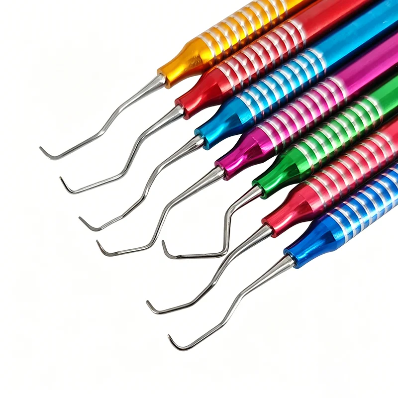 7PCS Color Dental Gracey Curettes Set Dentistry Scaler Set Periodontal Teeth Clean Removing Tooth Calculus Scraper Tool view 6