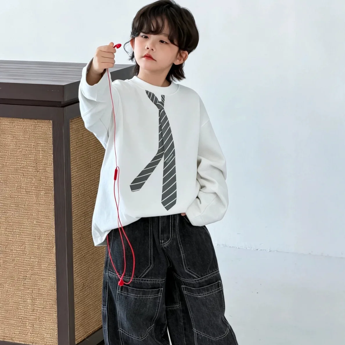Autumn New Boys Korean Style Fashionable Printed Hoodie 2026 Children Clothing Kids Loose Versatile Top Round Neck Pullover - view 4