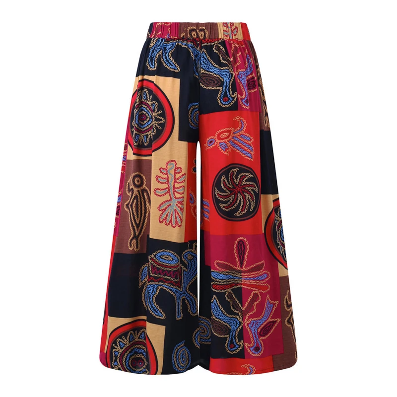 Pantaloni a gamba larga in stile etnico pantaloni da Yoga Harem da donna Gypsy Hippie Thai Boho Court Pants pantaloni da donna Aladdin in vita arricciata