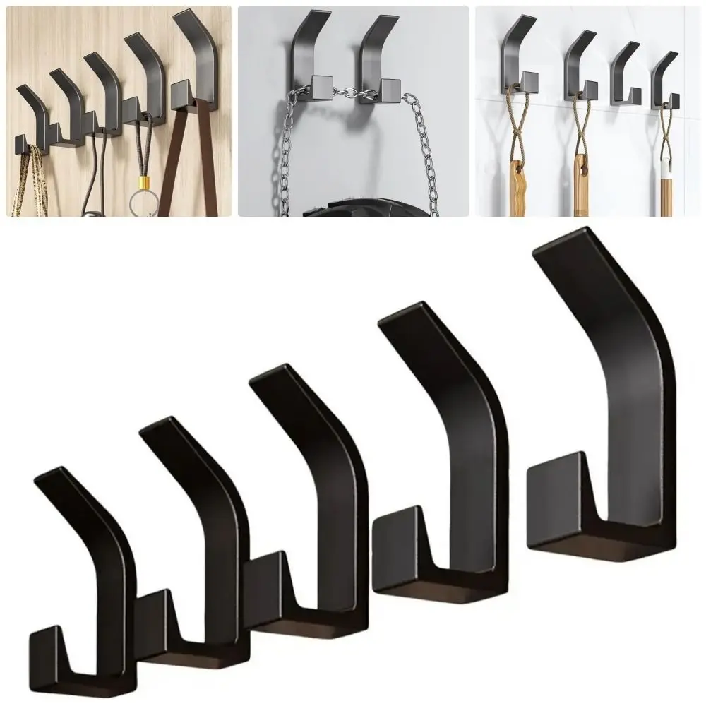 5Pcs/Set No Drilling Wall Hanging Hooks Clothes Towel Bathroom Kitchen Plastic Storage Hanger Self-adhesive Anti-slip