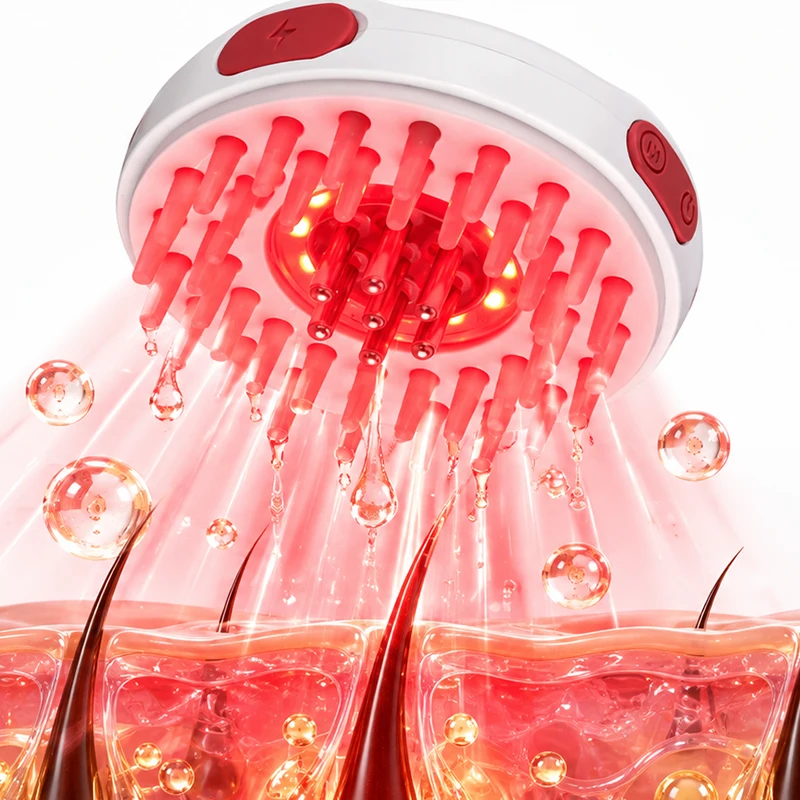Electric Scalp Massager Brush 7 Color LED Light Waterproof Hair Care Comb USB Rechargeable Silicone Head Massage Brush Relaxing