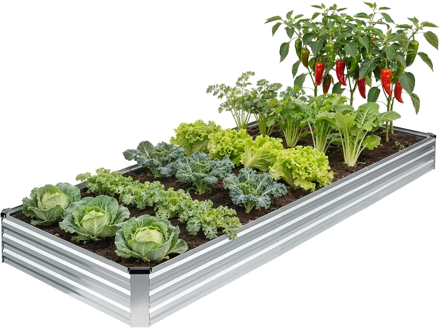 

12x4x1ft Galvanized Raised Garden Bed, Heavy-Duty Metal Planter Boxes Outdoor for Vegetables Flowers Herbs, Silver(1 Pac