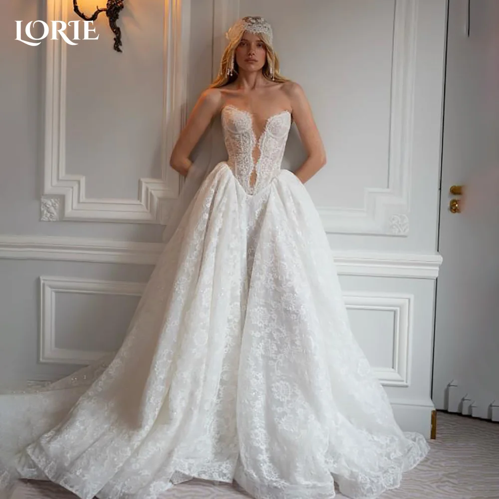 

LORIE Lace Vintage Wedding Dresses Applique Detachable Strapless Bobycon Backless Mermaid Bridal Gown Customized Party Dresses