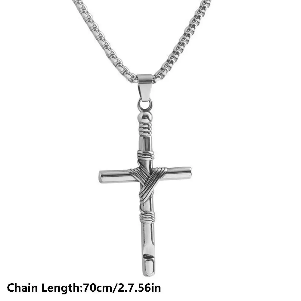 Creative Cross Whistle Necklace Simple Chain Minority Halloween Necklace Titanium Steel Men\'s Neck Chains Punk Choker