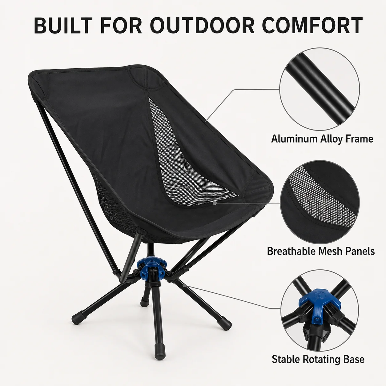 Foldable Swivel Camping Backre - Outdoor Camping Folding Chair 评论和价格