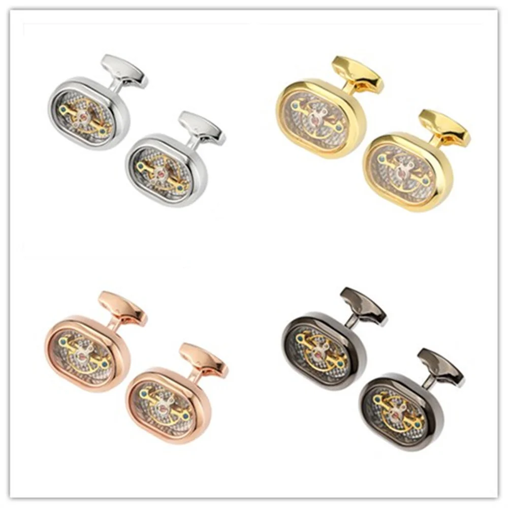 

YIXIYOYI Hot Watch Movement Tourbillon Cufflinks For Mens Shirt Wedding Groom Mechanical Steampunk Gear Cufflinks Jewelry