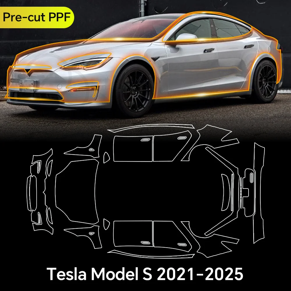 

9Mil Защитная пленка для краски из ТПУ для Tesla Model S 2021-2025, прозрачный бюстгальтер с защитой от царапин, устойчивый к PPF, невидимый чехол
