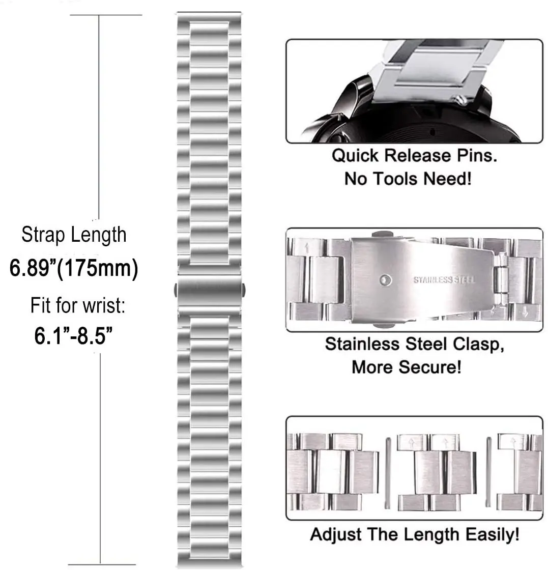 Ремешок для наручных часов из нержавеющей стали, 18 мм