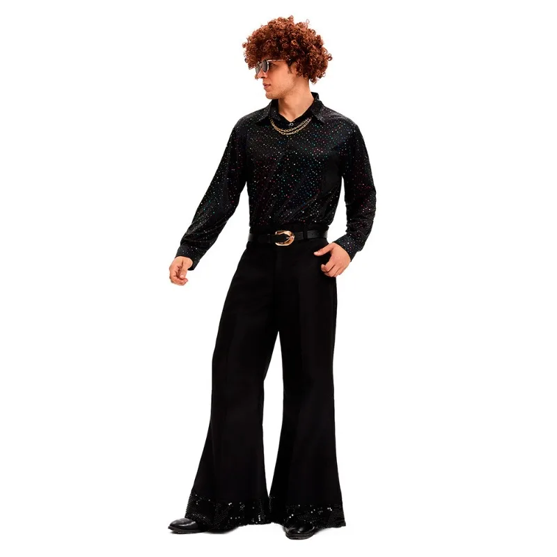 

Мужские ретро-брюки-клеш в стиле 70-х для дискотек, Хэллоуина, косплея, танцев и выступлений