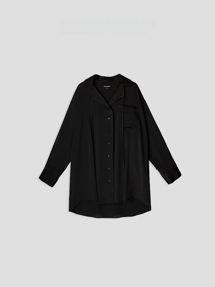 

Женская свободная блузка Romance Studio с длинным рукавом, весна-осень, универсальная, черная, с вышивкой, T3029, повседневная, шикарная, из полиэстера