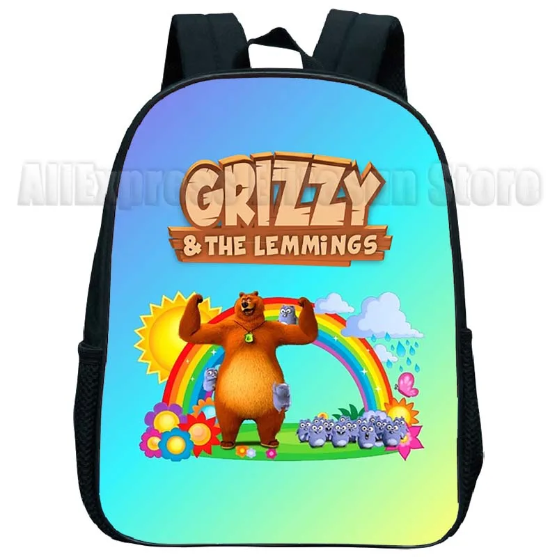 Grizzy and the Lemons Mini mochilas infantis, bolsas de desenho animado para crianças, mochilas Anime para meninos e meninas do jardim de infância,