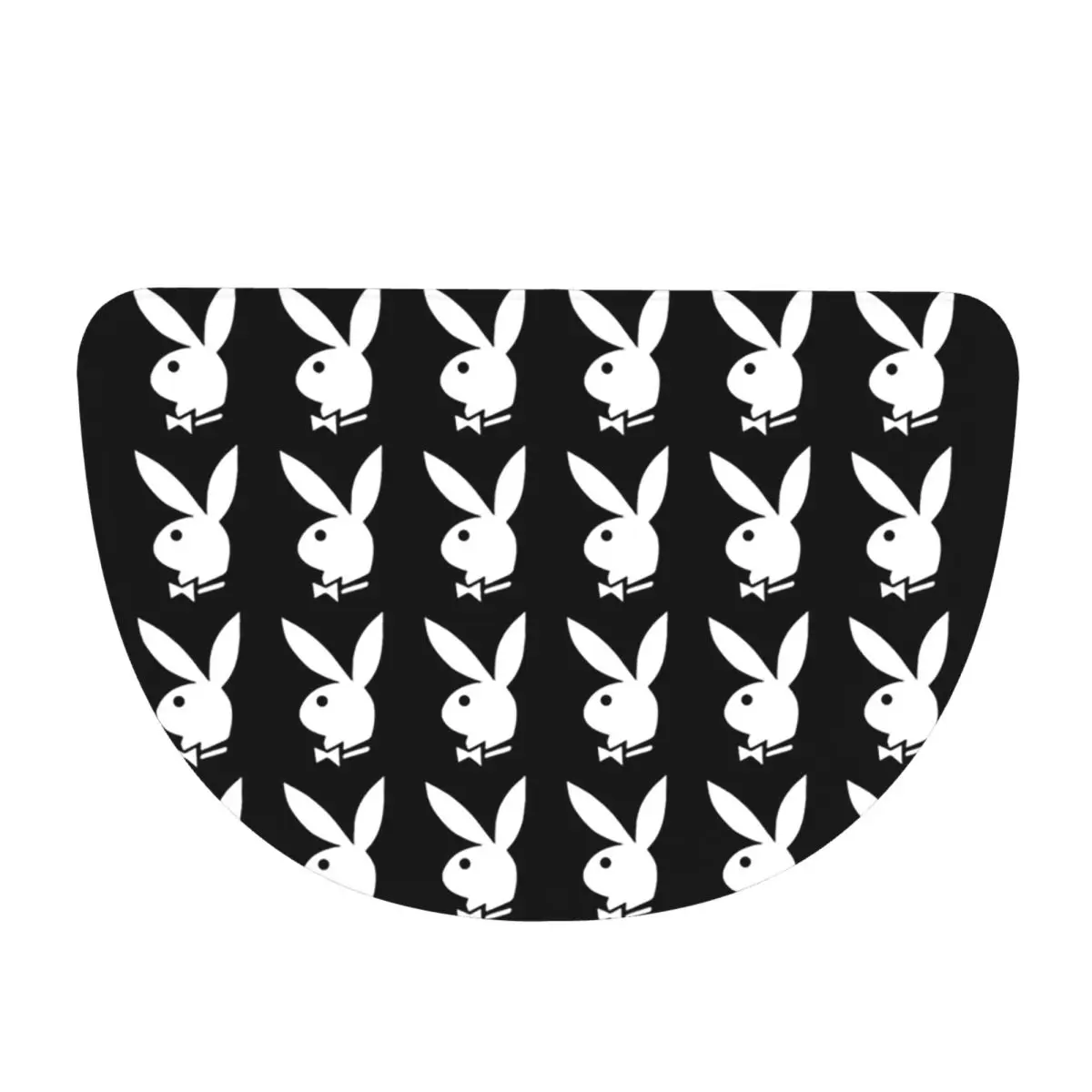 Y2k Bunny Design Soft Flannel Half Round Doormat Non Slip Bathroom Mat Absorbent Floor Carpet for Laundry Room Bathroom
